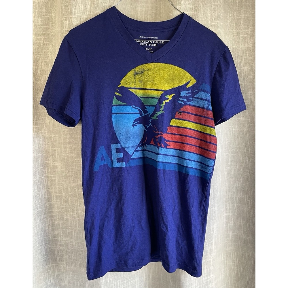 Vintage 2012- American Eagle Outfitters Blue Eagle T-shirt V Neck Size XS